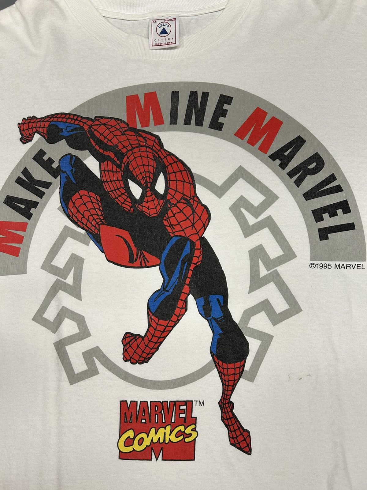 Marvel Comics Crazy Vintage 1995 Marvel Spiderman White Graphic Tee Shirt Size US XL / EU 56 / 4 - 2 Thumbnail