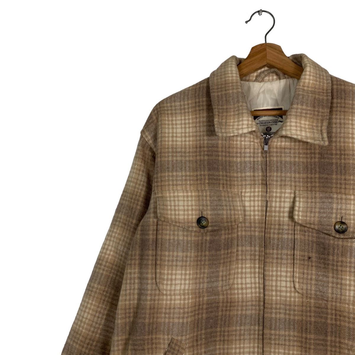 Flannel CREATION CUBE Shadow Plaid Checked Jacket #0024-C2 Size US M / EU 48-50 / 2 - 7 Thumbnail