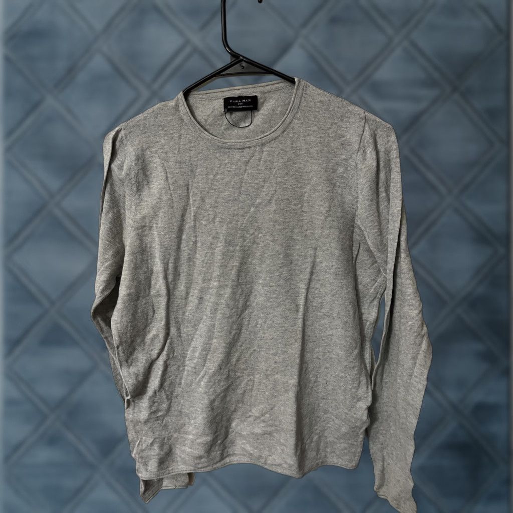 Zara Zara Men Sweater Adult Small Gray Lightweight Crew Neck Pullover Knit Mens Size US S / EU 44-46 / 1 - 1 Thumbnail
