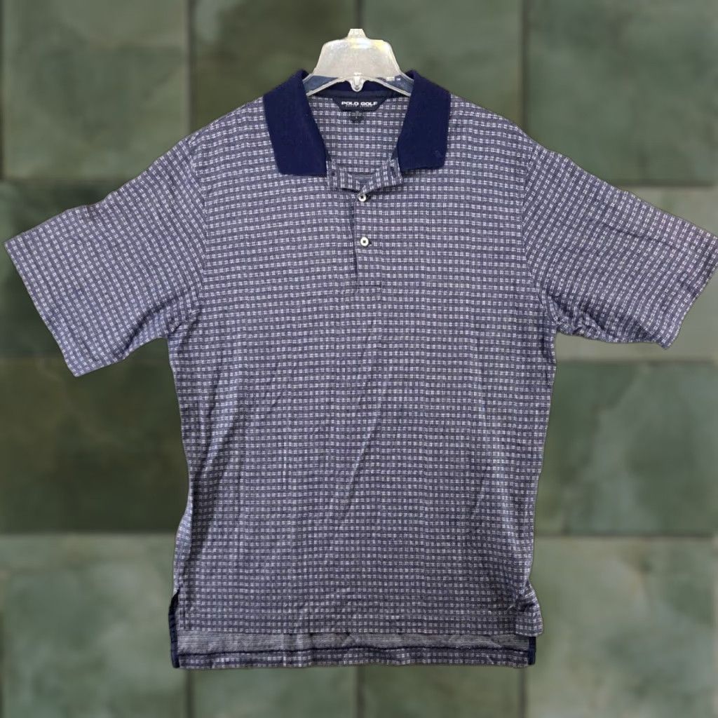 Polo Ralph Lauren Polo Golf Ralph Lauren Men's Polo Shirt Large Blue Pima Cotton Short Sleeve Regular Fit Geometric Activewear Size US L / EU 52-54 / 3 - 1 Thumbnail