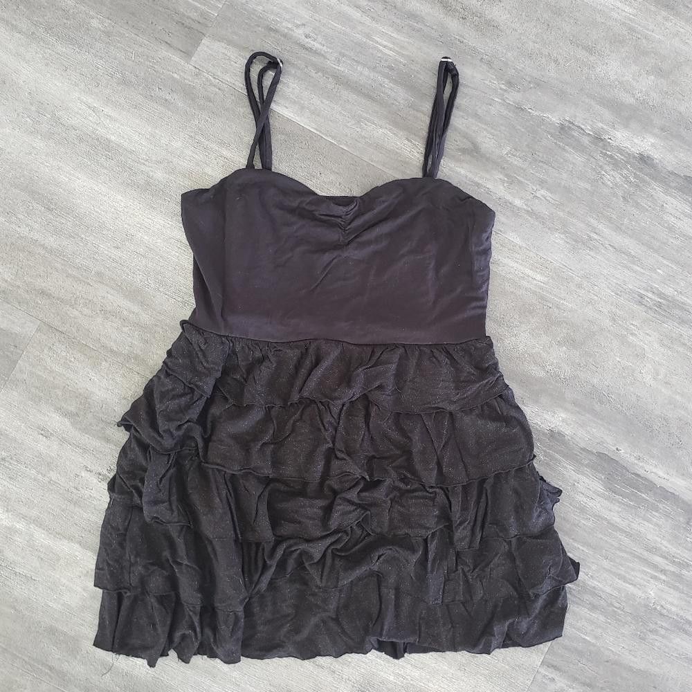 Forever 21 Black Ruffled F21 Babydoll Tank Size S / US 4 / IT 40 - 1 Thumbnail