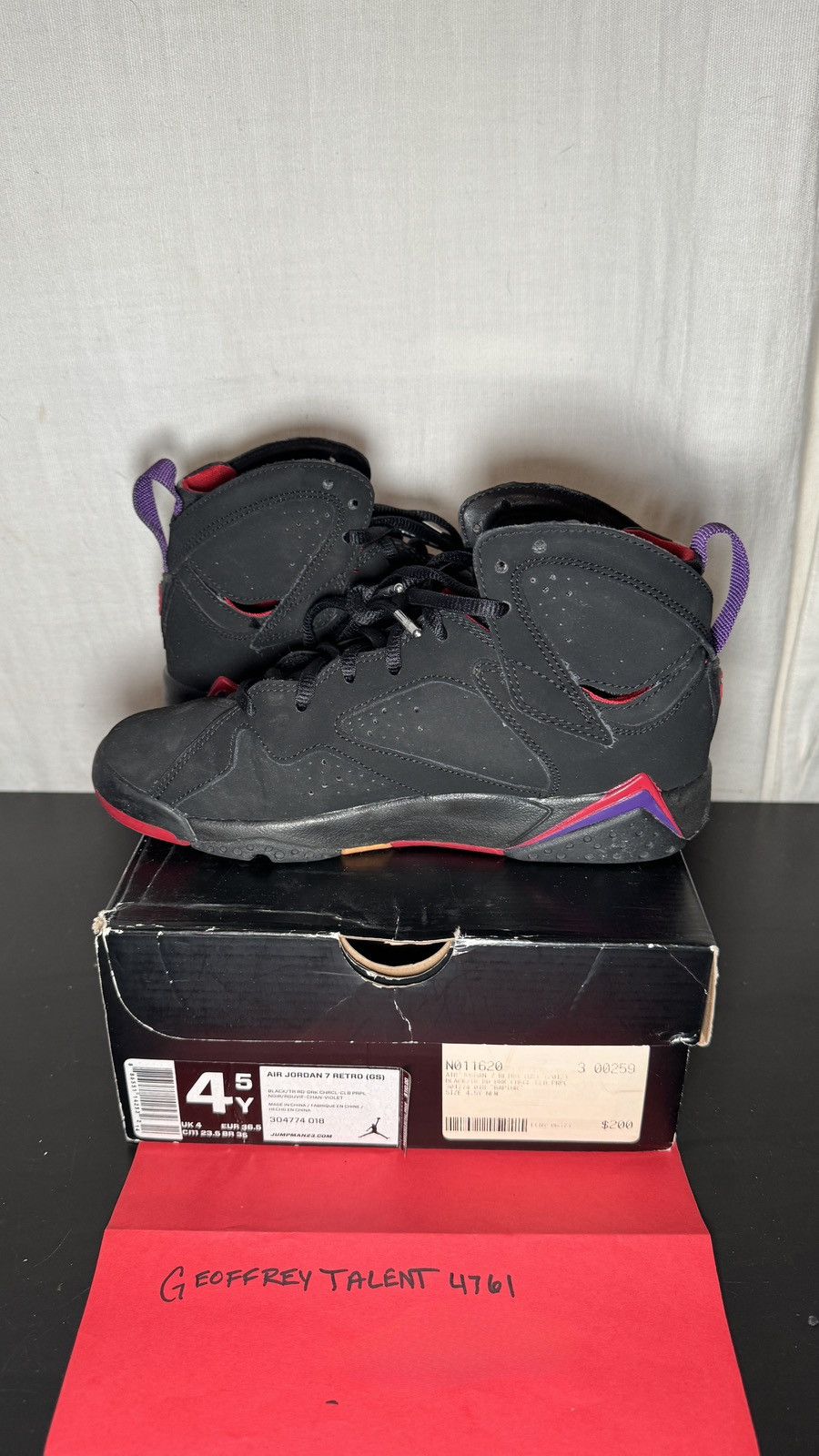 Jordan Brand Air Jordan 7 Retro “Raptors” (GS) – Black/Purple – Size 4.5Y Size US 6 / IT 36 - 5 Thumbnail