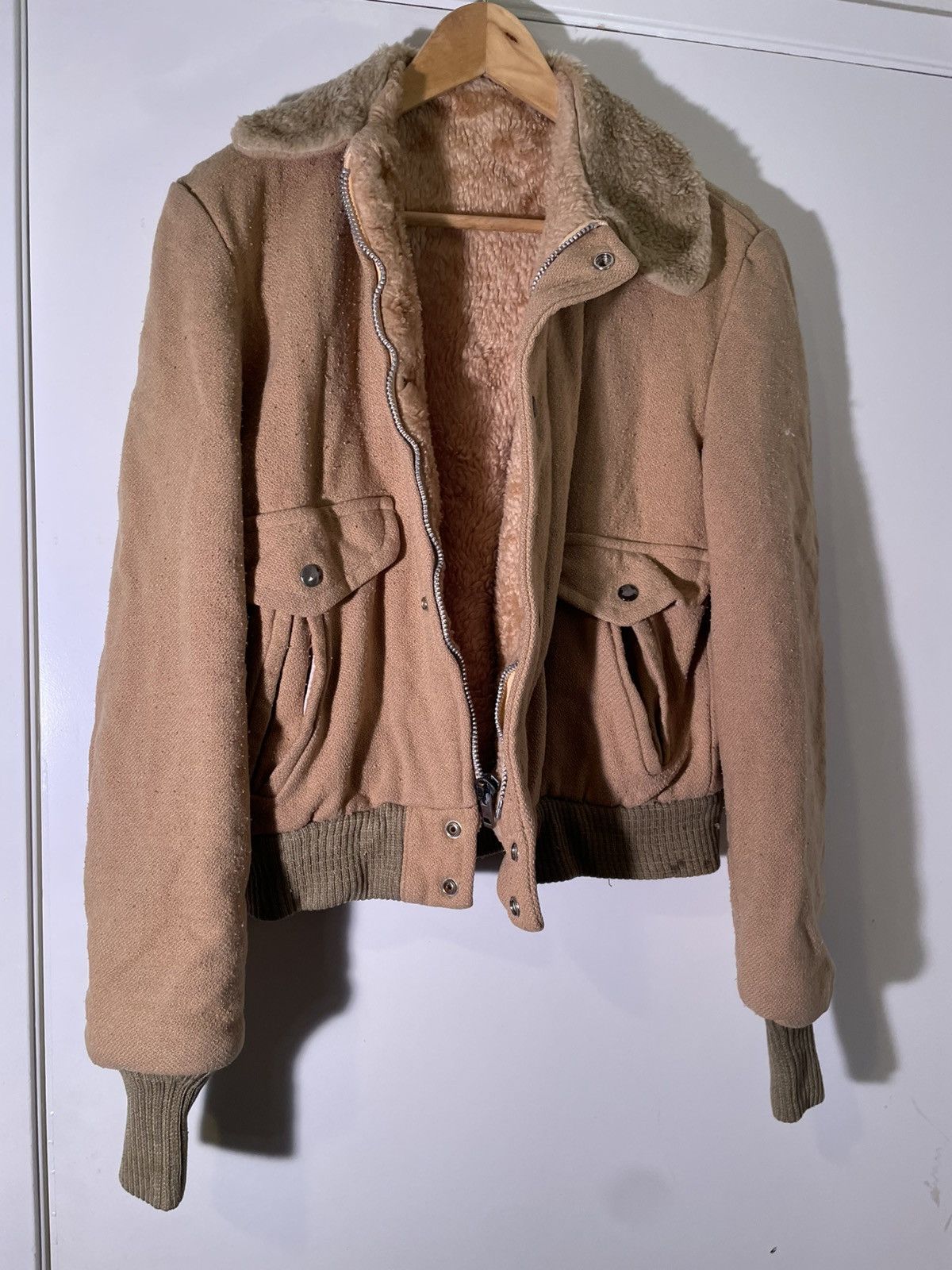 Vintage 70’s 80’s VTG Vintage Brown Tan Fur Fabric Zipper Jacket Size US S / EU 44-46 / 1 - 1 Thumbnail