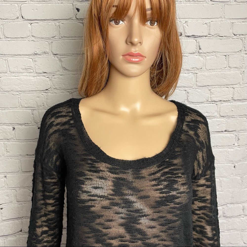 Other Pieces By Kensie Knit Black 3/4 Sleeve Sweater Size S Size S / US 4 / IT 40 - 2 Thumbnail