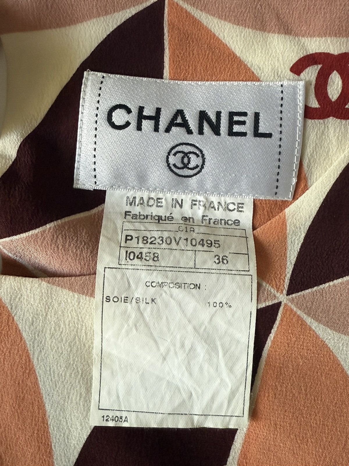 Chanel Vintage Chanel Orange Geometric Print Sleeveless Blouse Size XS / US 0-2 / IT 36-38 - 8 Thumbnail