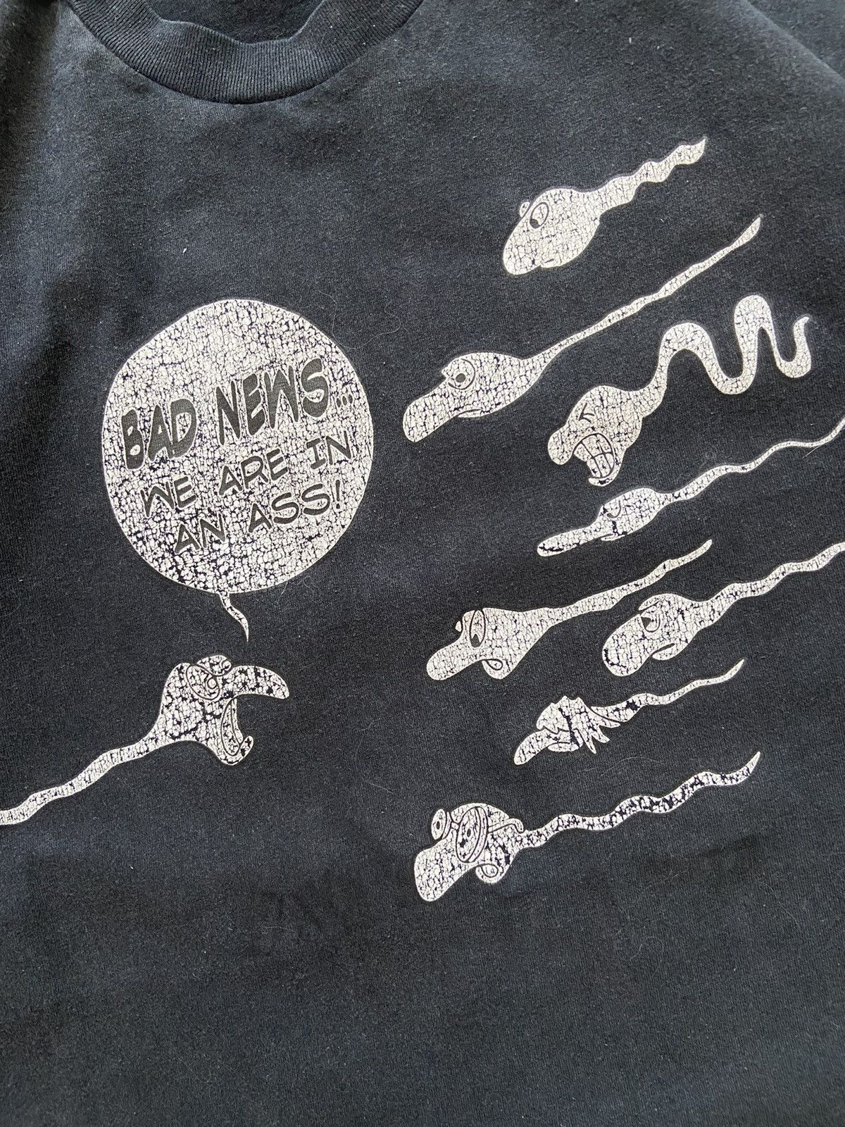 Band Tees × Vintage 90’s Vintage Sperm “Bad News We are in an ass” Humor Art Tee Size US L / EU 52-54 / 3 - 3 Thumbnail
