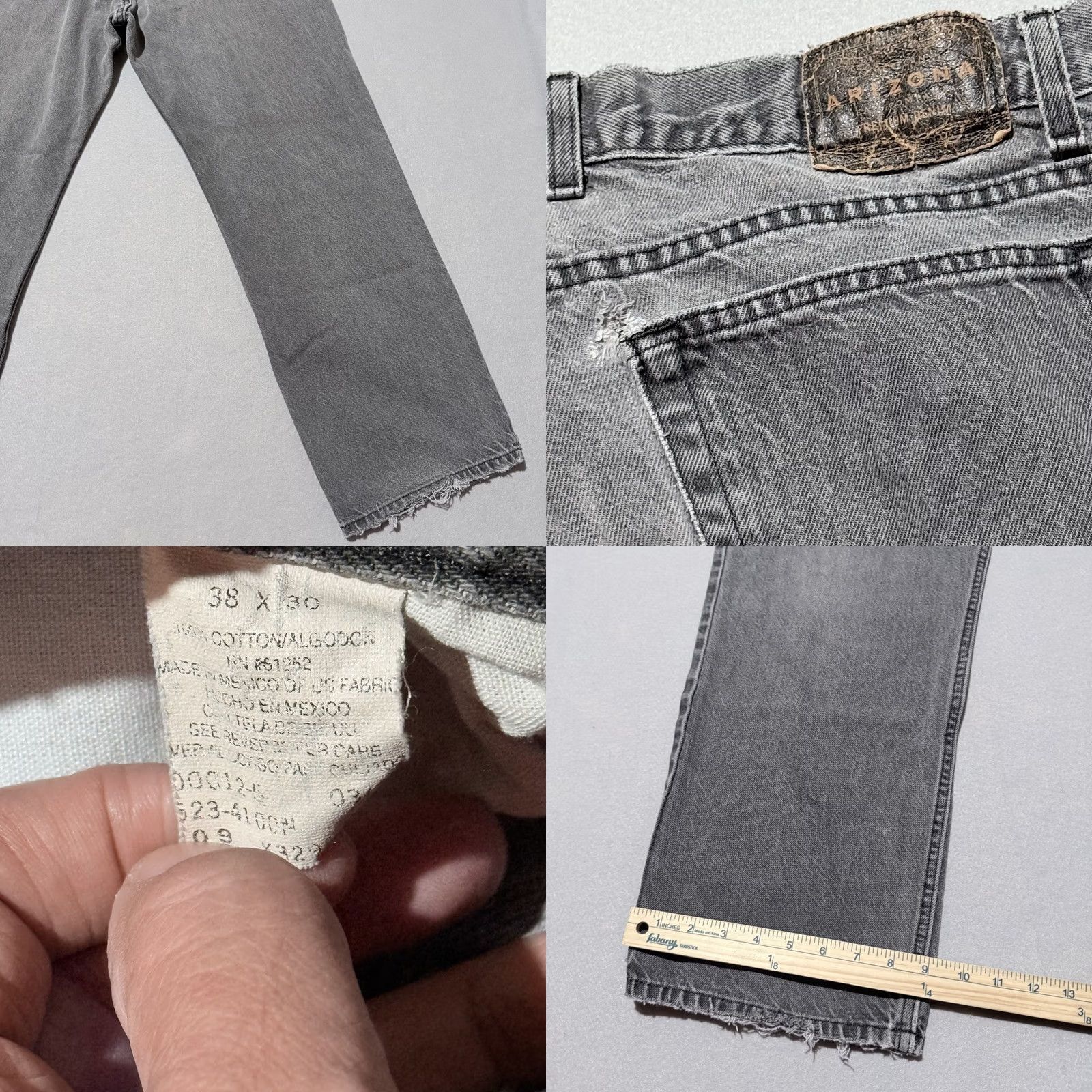 Vintage Arizona Jeans Mens Jeans Gray Distressed Relaxed Mid-Rise Straight 38X30 Denim City Classic 90s Mens Size US 38 / EU 54 - 8 Thumbnail