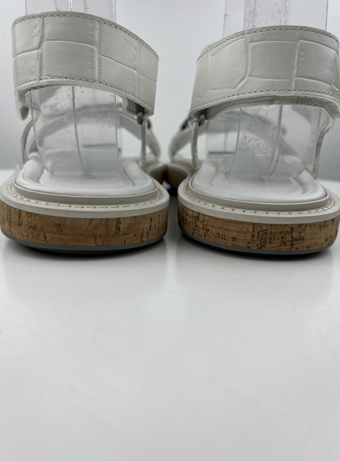 Louis Vuitton LOUIS VUITTON Sandals Textured Leather Shoes Cork Sole LV Size US 9 / EU 42 - 12 Thumbnail