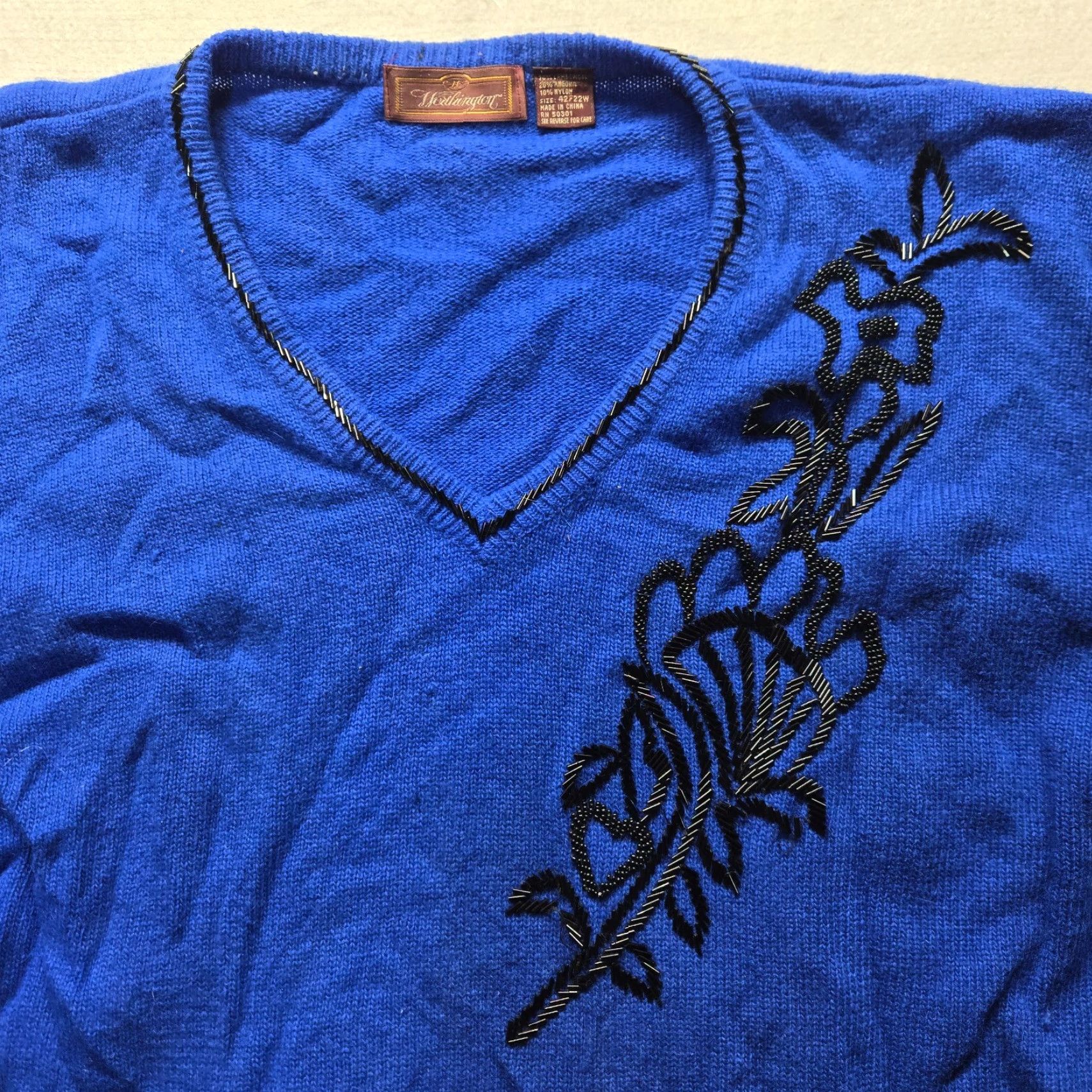 Vintage VINTAGE Washington Sweater Shirt Womens 22W Blue V-Neck Short Sleeve Knit Pullover Plus Size 22 Women’s Cold Weather Casual 90s Size 3XL / US 20-22 - 2 Thumbnail