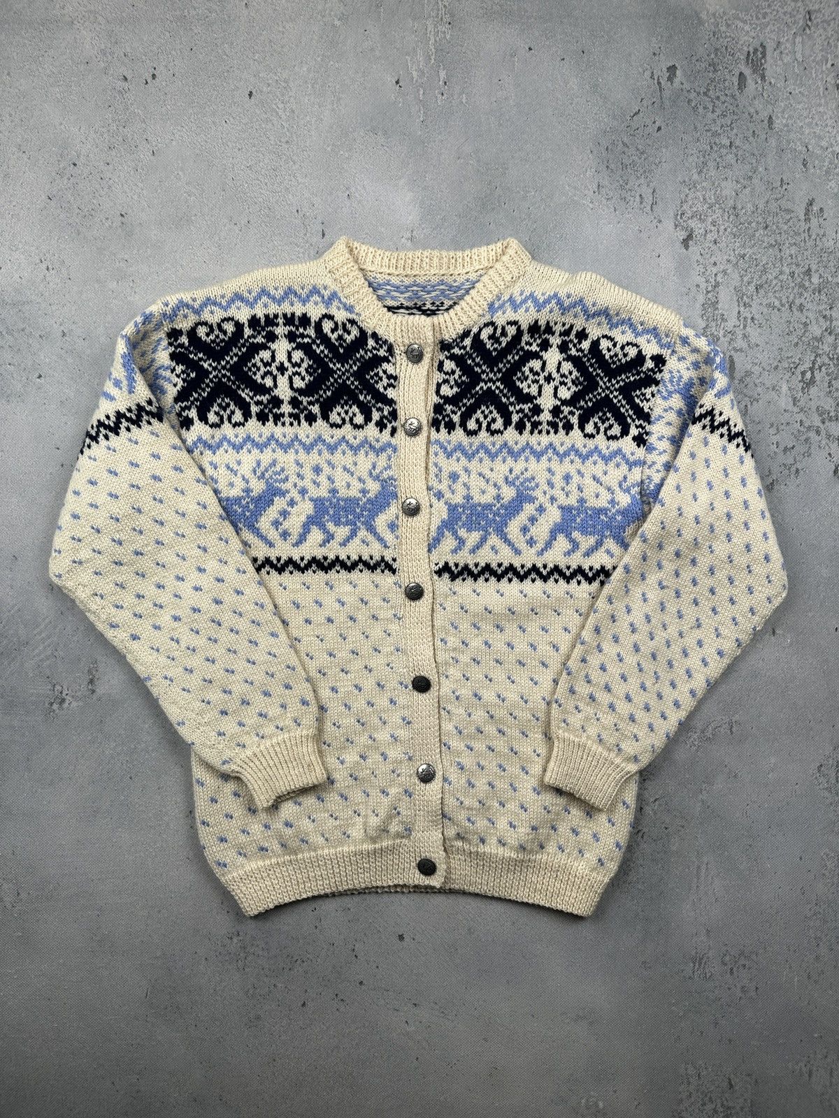 Dale Of Norway Vintage Norwegian Nordic Wool Cardigan Deer Button Folk Knit Size L / US 10 / IT 46 - 1 Thumbnail