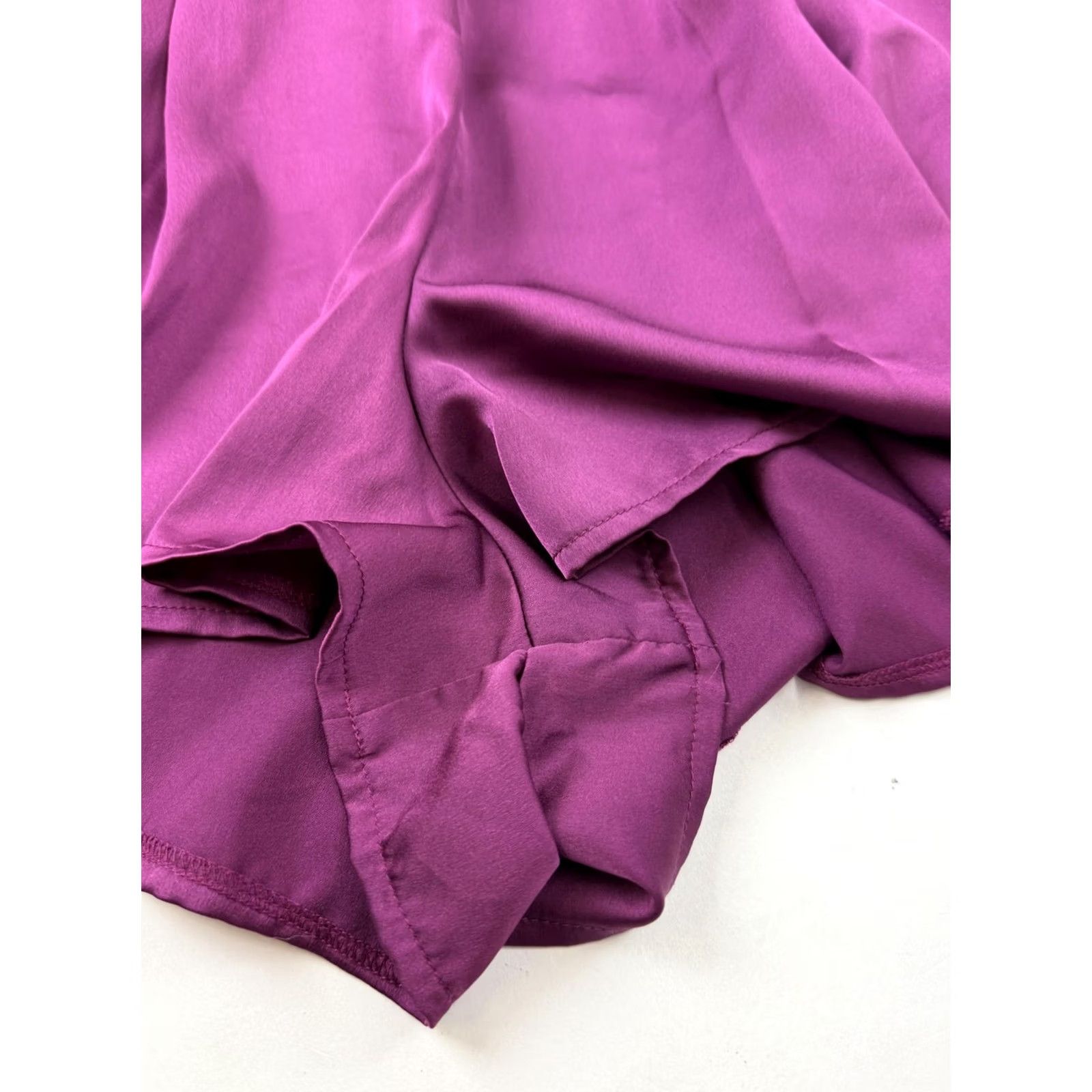 Vintage O.VIANCA Romper Womens Medium Purple Satin Long Sleeve Ruffle Belted V Neck Size M / US 6-8 / IT 42-44 - 2 Thumbnail
