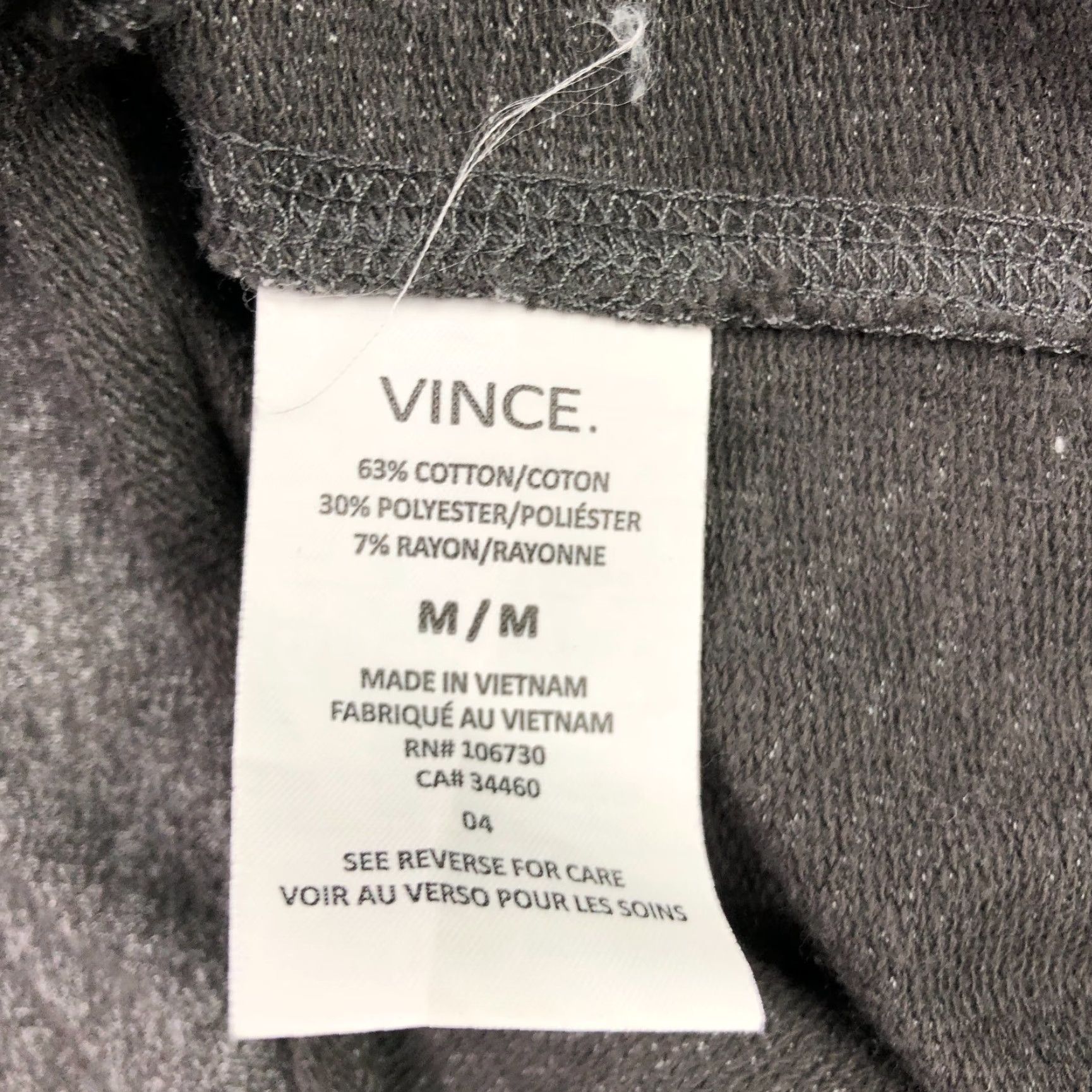 Vince Vince Men's Henley T-Shirt Gray L/S Cotton Blend Medium Size US M / EU 48-50 / 2 - 4 Thumbnail