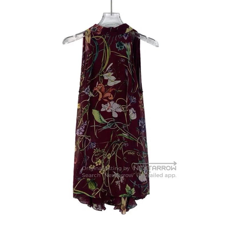 Gucci Gucci Dark red floral printed mulberry silk dress Size XS / US 0-2 / IT 36-38 - 2 Thumbnail