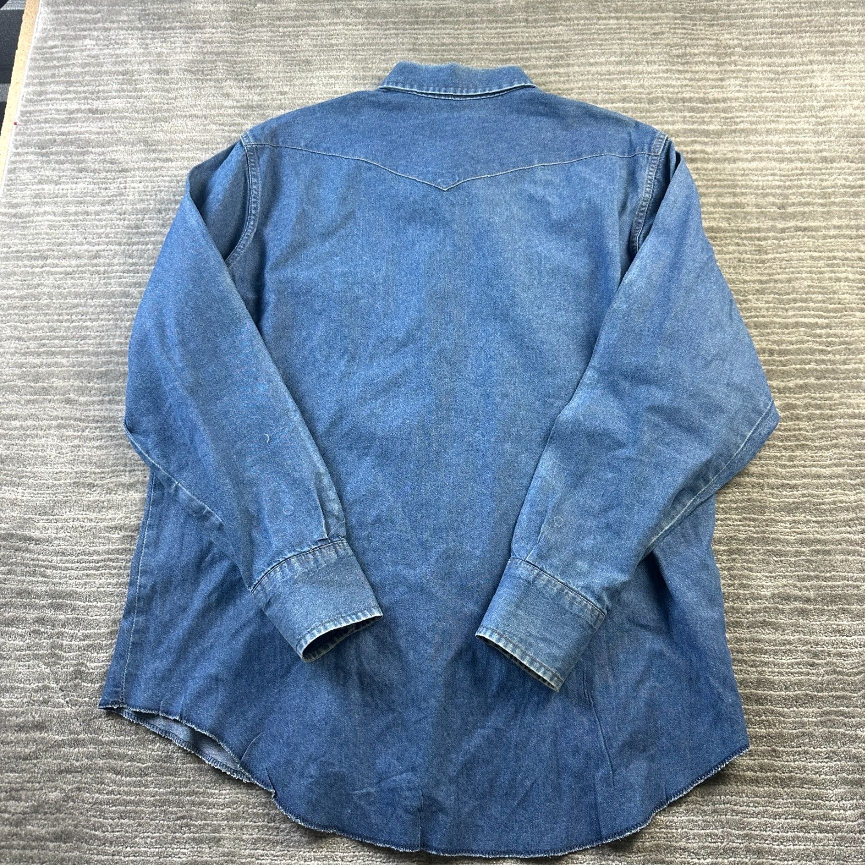 Wrangler Wrangler Shirt Mens 17.5 35 Western Blue Denim X-Long Tails USA Brushpopper Size US XL / EU 56 / 4 - 2 Thumbnail