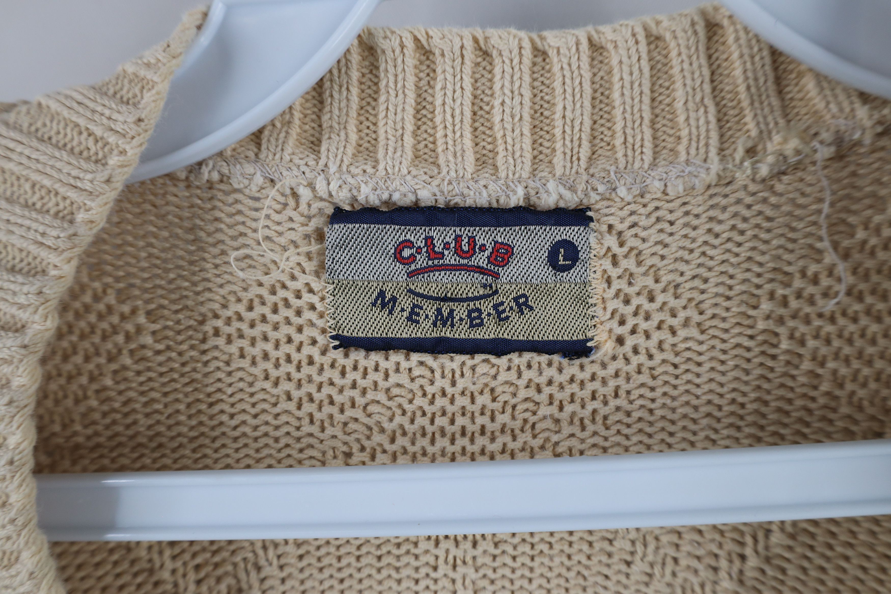 Vintage Vintage 90s Streetwear Diamond Knit V-Neck Sweater Beige Size L / US 10 / IT 46 - 6 Thumbnail