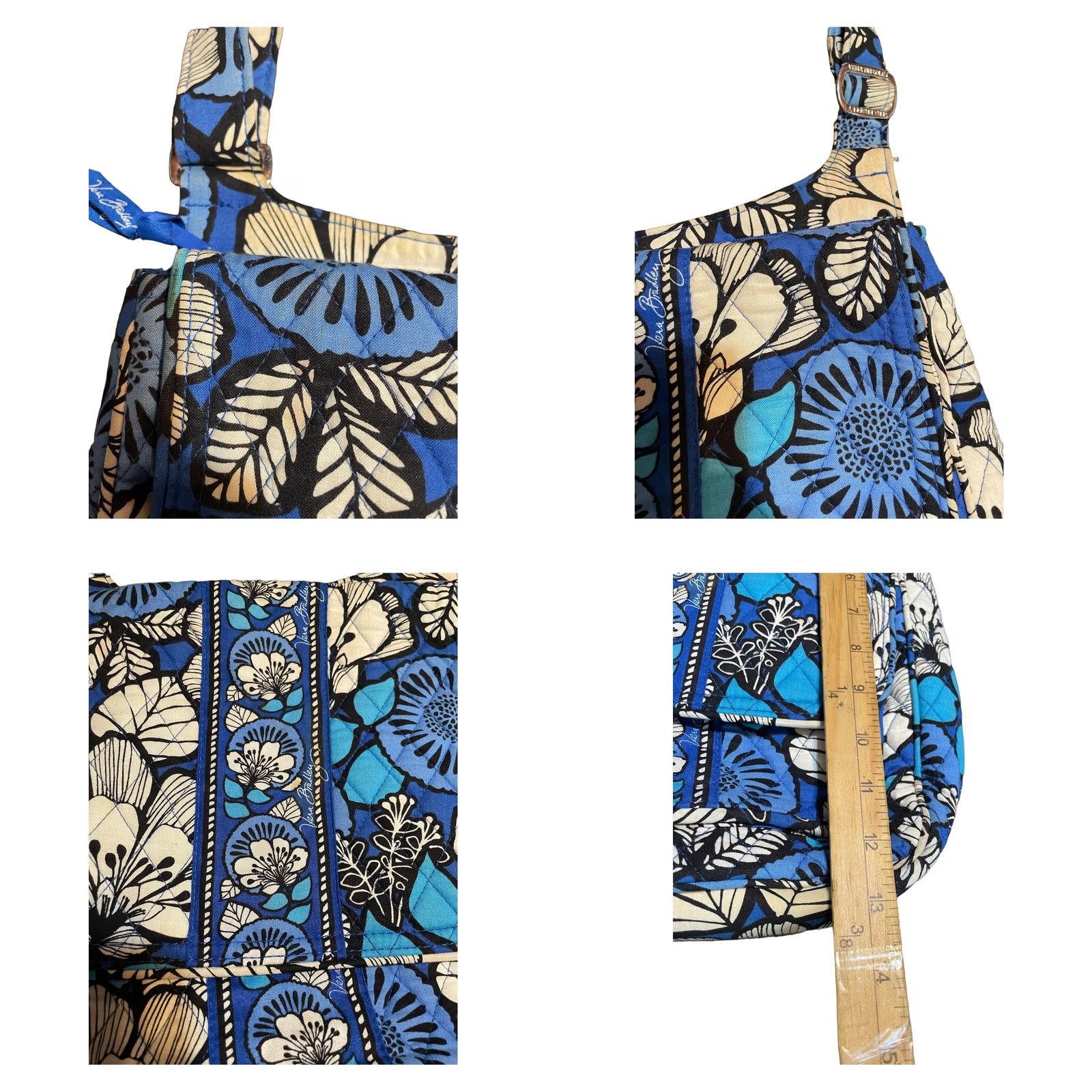 Vera Bradley Vera Bradley Bayou Crossbody Purse Blue Bayou Adjustable Strap Womens Medium Crossbody Bag Tote Size ONE SIZE - 8 Thumbnail