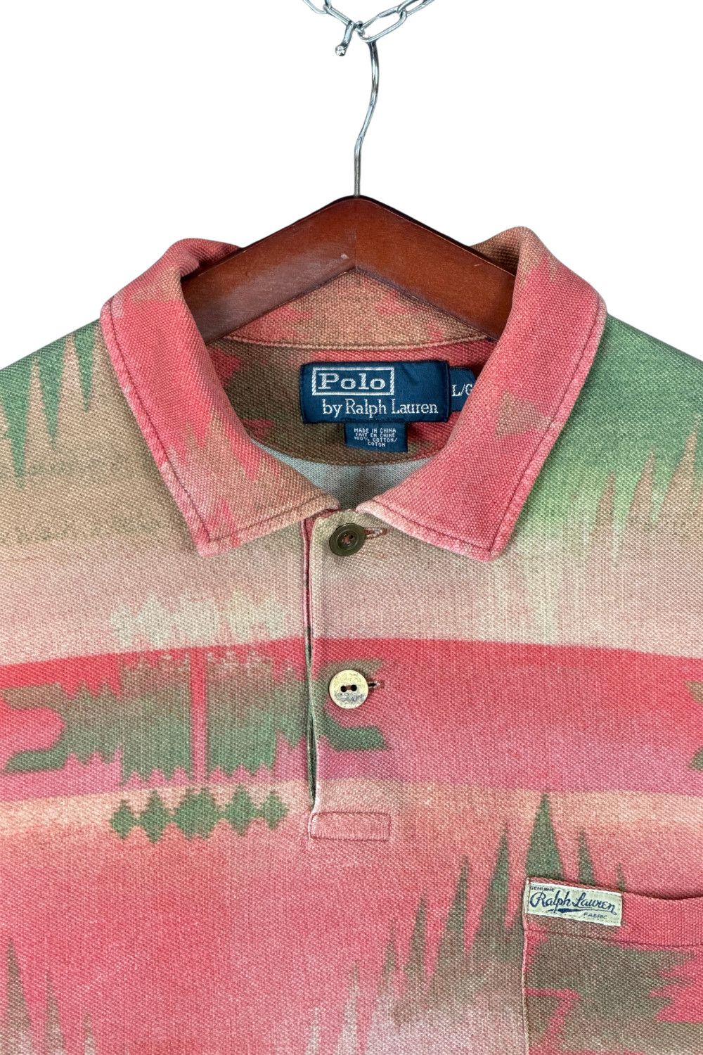 PRL Southwestern Navajo Aztec Blanket Print Polo Shirt L image 5