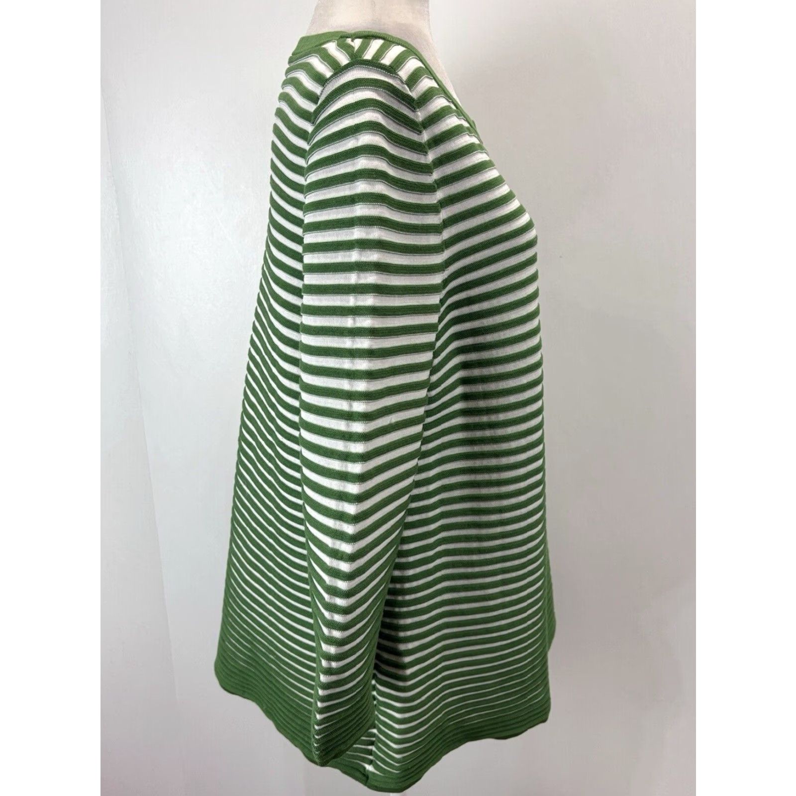 Cos COS Green White Striped Boxy Cotton Sweater Women's Large Pullover Size L / US 10 / IT 46 - 4 Thumbnail