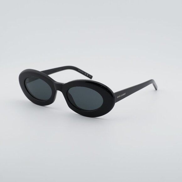 Saint Laurent Paris Saint Laurent SL 594 008 Sunglasses Black Oval Frame, Black Size ONE SIZE - 1 Thumbnail