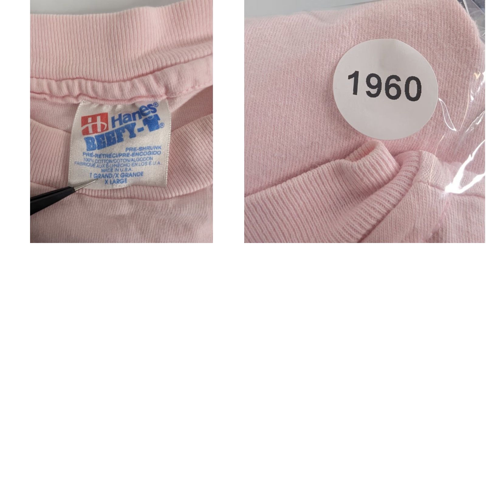 Hanes VINTAGE 90s Hanes Pink T-Shirt Women’s XL Beefy Single Stitch Made in Mexico Short Sleeve T-Shirt Mens Size XL / US 12-14 / IT 48-50 - 8 Thumbnail