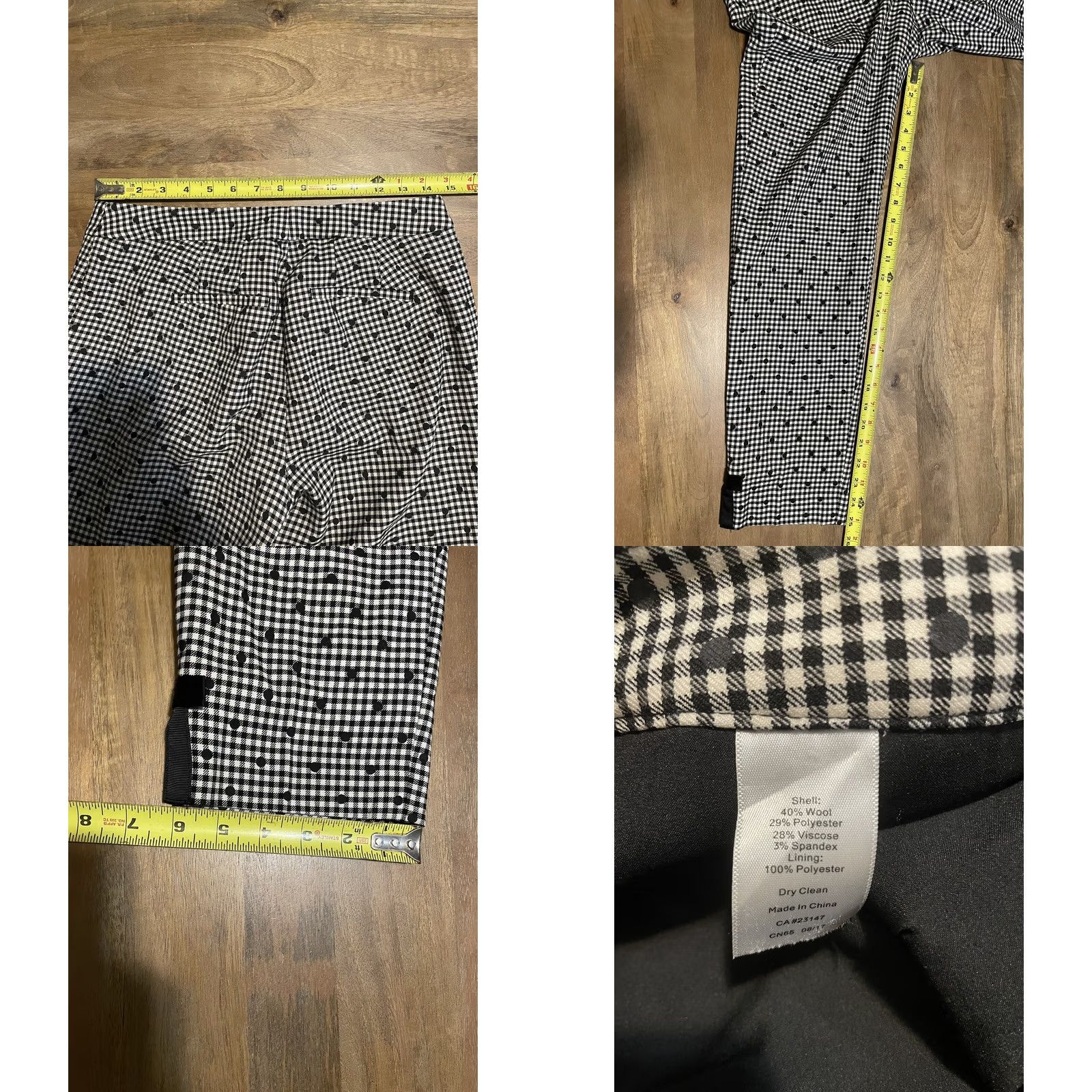 Talbots Talbots Dress Pants Women 2 (29x25) Black White Gingham Plaid Office Career Work Size 26" / US 2 / IT 38 - 8 Thumbnail