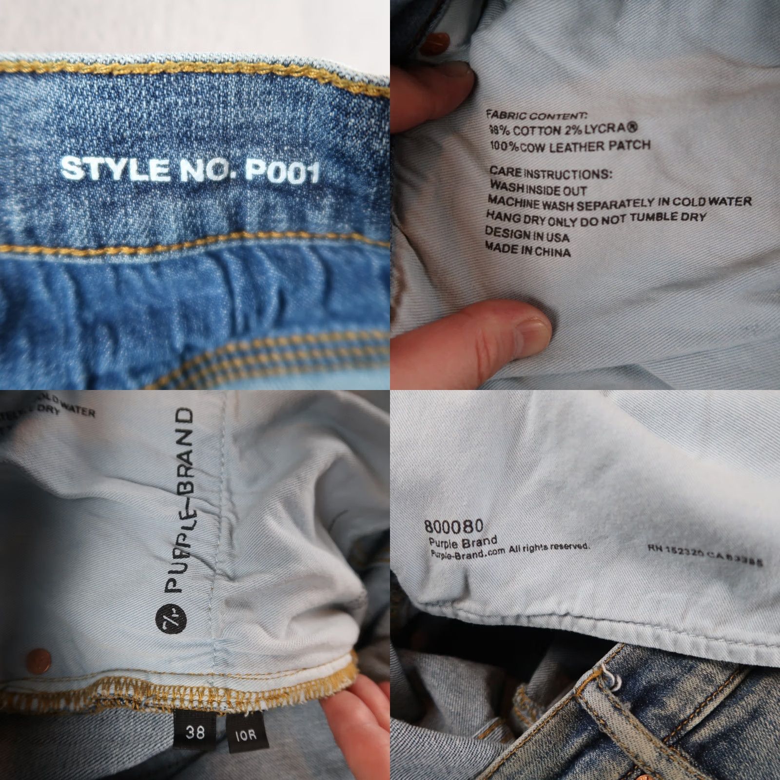 J Brand PURPLE BRAND Denim Jeans P001 Light Wash Blue Skinny 38 Men 5-Pocket Design Slim Regular Blue 90s Retro Hip Hop Vintage No Size US 38 / EU 54 - 9 Thumbnail