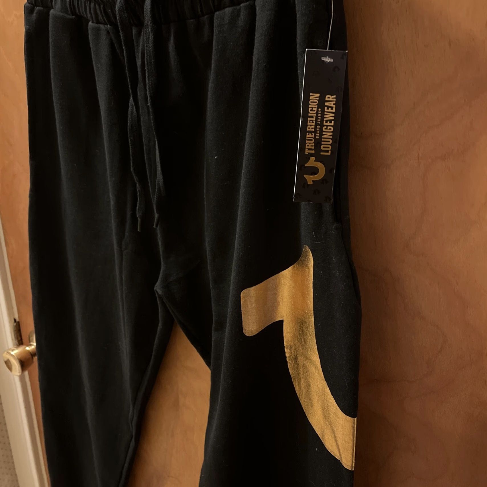 True Religion True Religion Joggers Sweatpants Black Gold Horseshoe Logo Adult Medium Activewear Mens Size US 31 - 2 Thumbnail