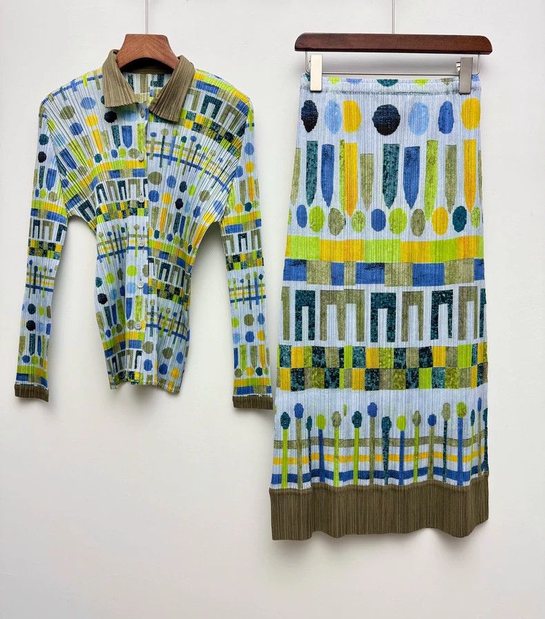 Issey Miyake Issey Miyake Blue pencil polka dot top Size L / US 10 / IT 46 - 1 Thumbnail