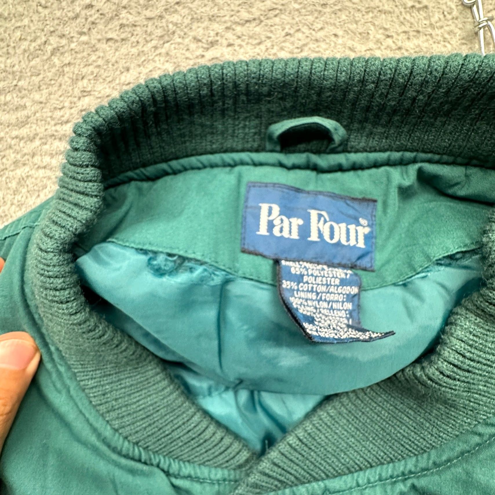 Vintage VINTAGE Par Four Bomber Jacket Mens Large Green Puffer Quilted Lined 90s Size US L / EU 52-54 / 3 - 4 Thumbnail