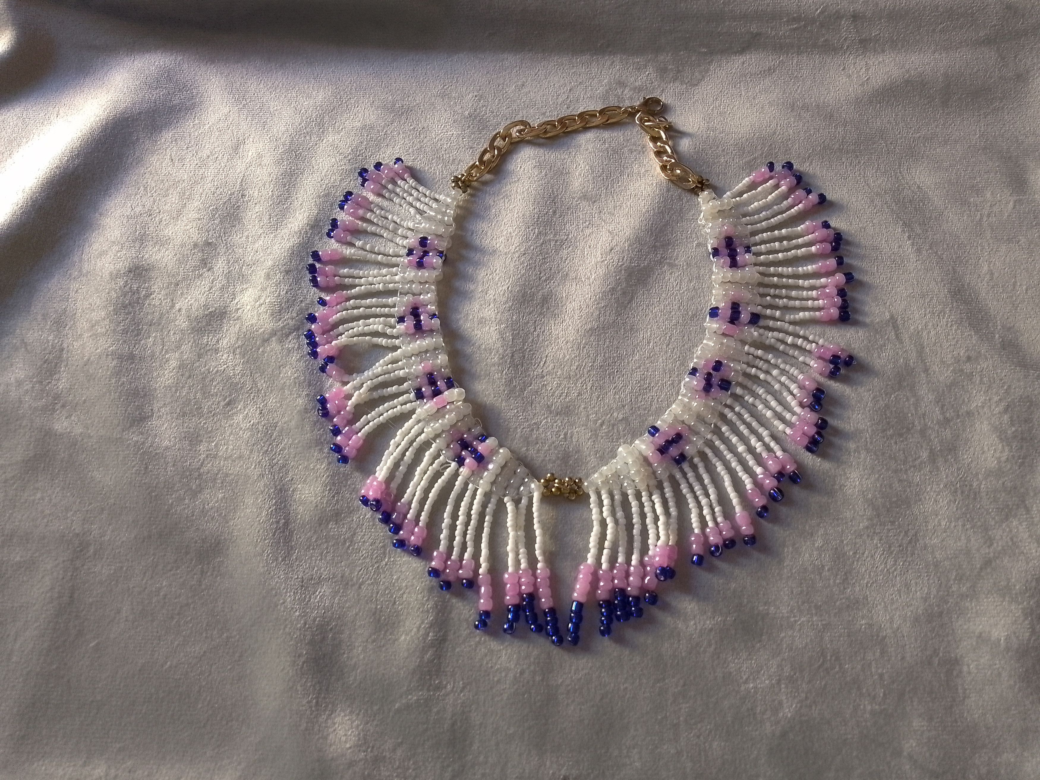 Handmade NECKLACE ETHNIC NATIVE AMERICANS WHITE BANGS Size ONE SIZE - 4 Thumbnail