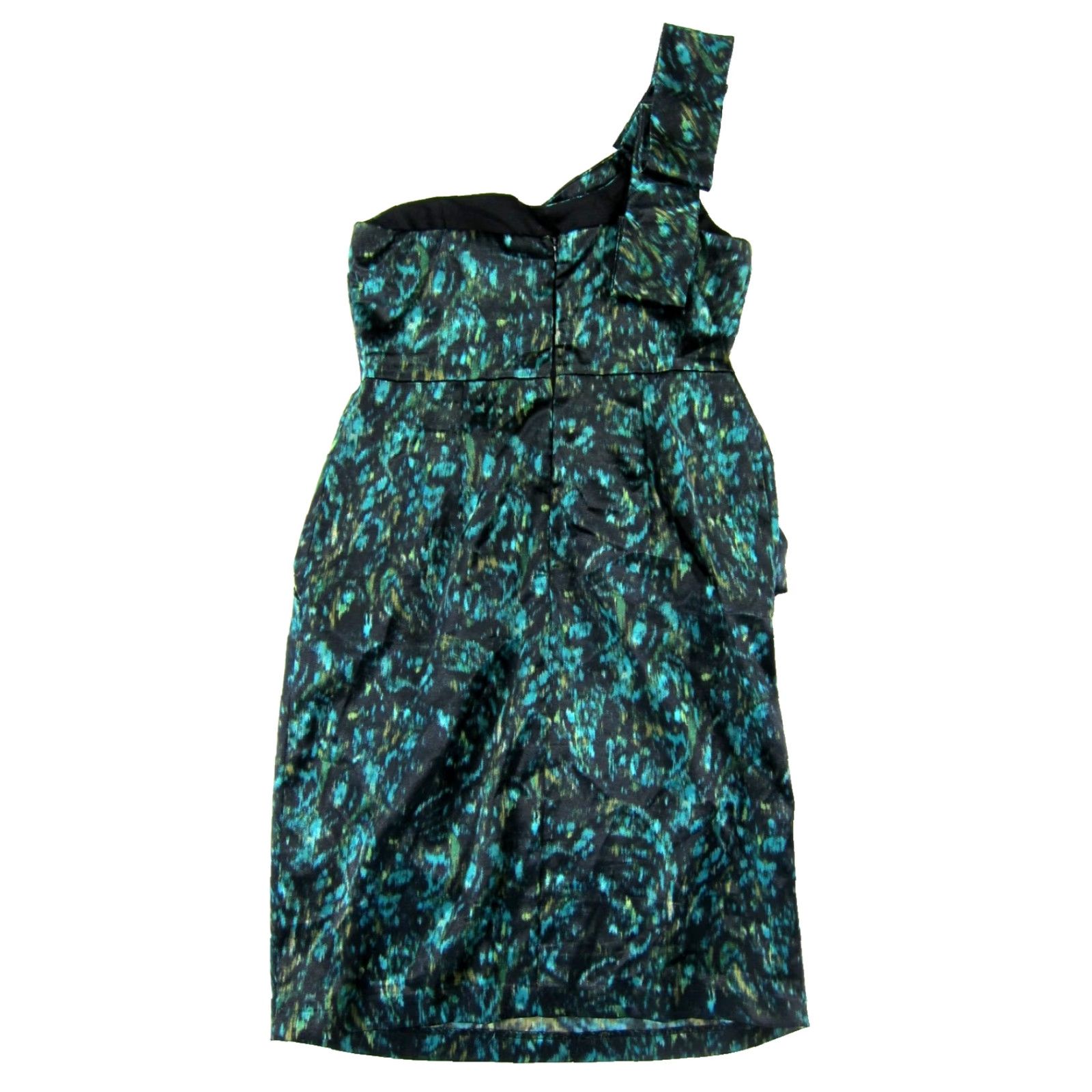 Vintage Dressbarn Collection Dress Style Sheath Dress One Shoulder Pocket Green Black Yellow Size 8 Womens Size M / US 6-8 / IT 42-44 - 2 Thumbnail