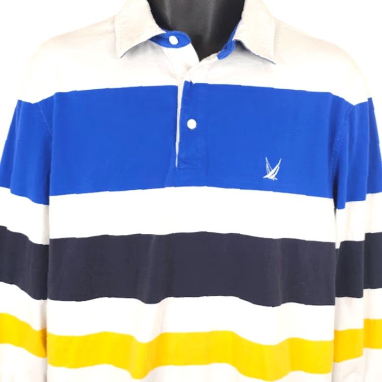 Nautica Nautica Rugby Polo Shirt Mens Size Large Blue Striped Long Sleeves Size US L / EU 52-54 / 3 - 2 Thumbnail