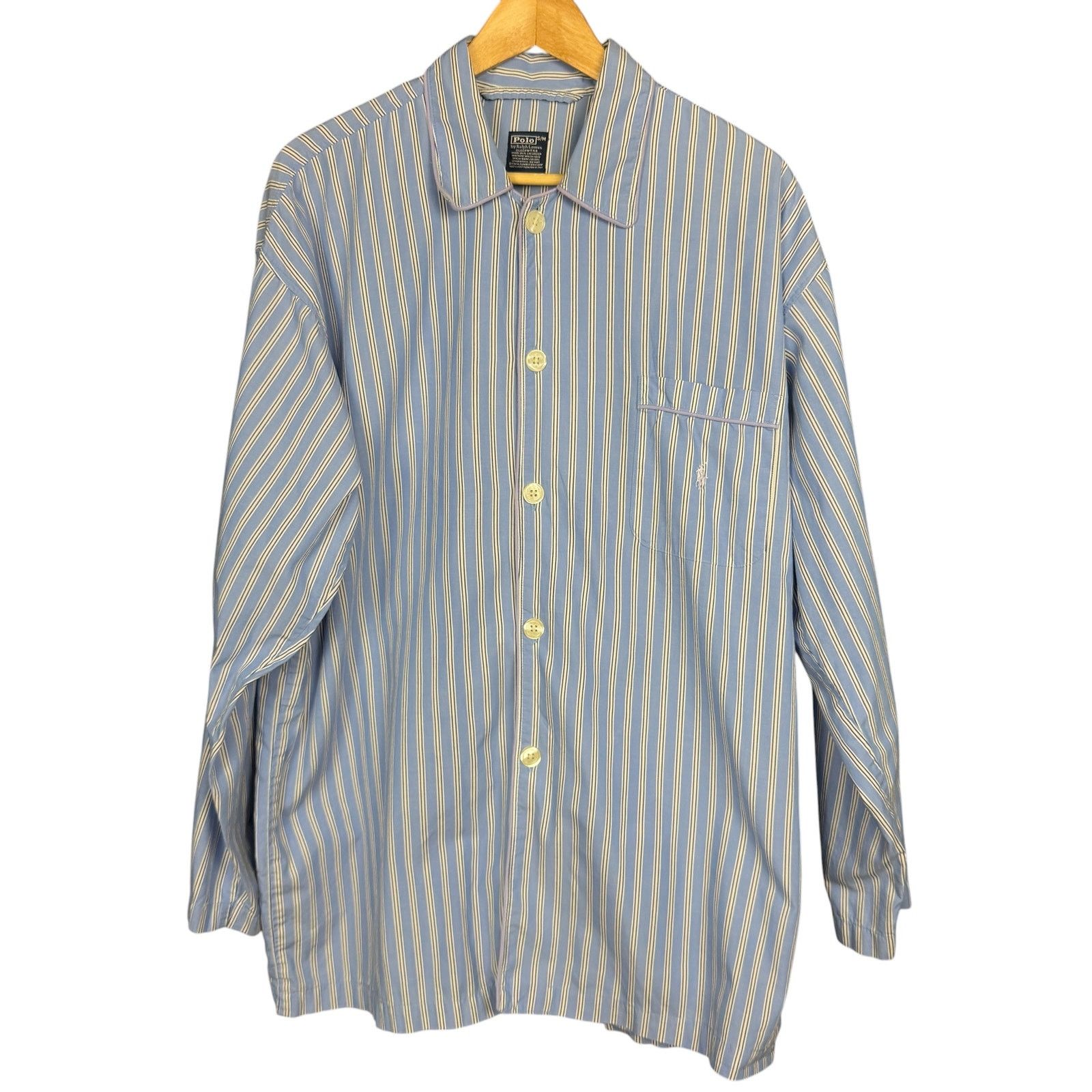 Polo Ralph Lauren Polo Ralph Lauren Mens S/M Blue White Striped Pajama Shirt Size ONE SIZE - 9 Thumbnail