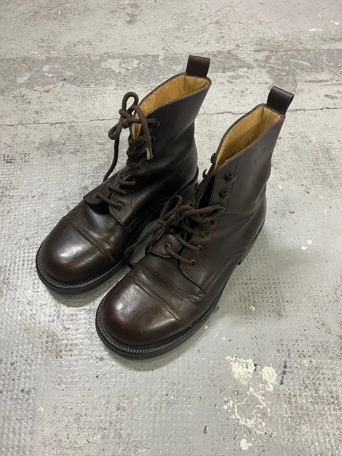 Dolce & Gabbana 2000s Dolce & Gabbana Brown Leather Combat Boots Size US 7.5 / EU 40-41 - 4 Thumbnail