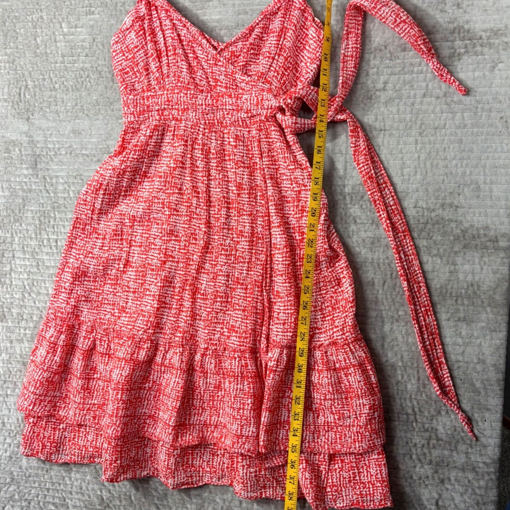 Diane von Furstenberg Diane von Furstenberg Queenie Wrap Dress Red White Tiered Ruffle Spaghetti Strap V-Neck Tie Short Dress Womens 4 Size S / US 4 / IT 40 - 3 Thumbnail