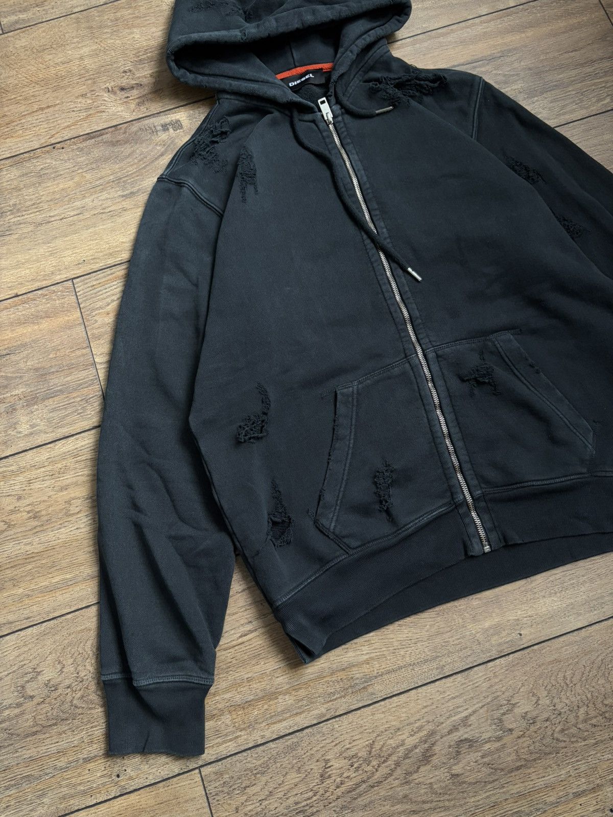 Diesel Rare Diesel Destroyed Zip Graphite Hoodie Streetwear Size US L / EU 52-54 / 3 - 2 Thumbnail
