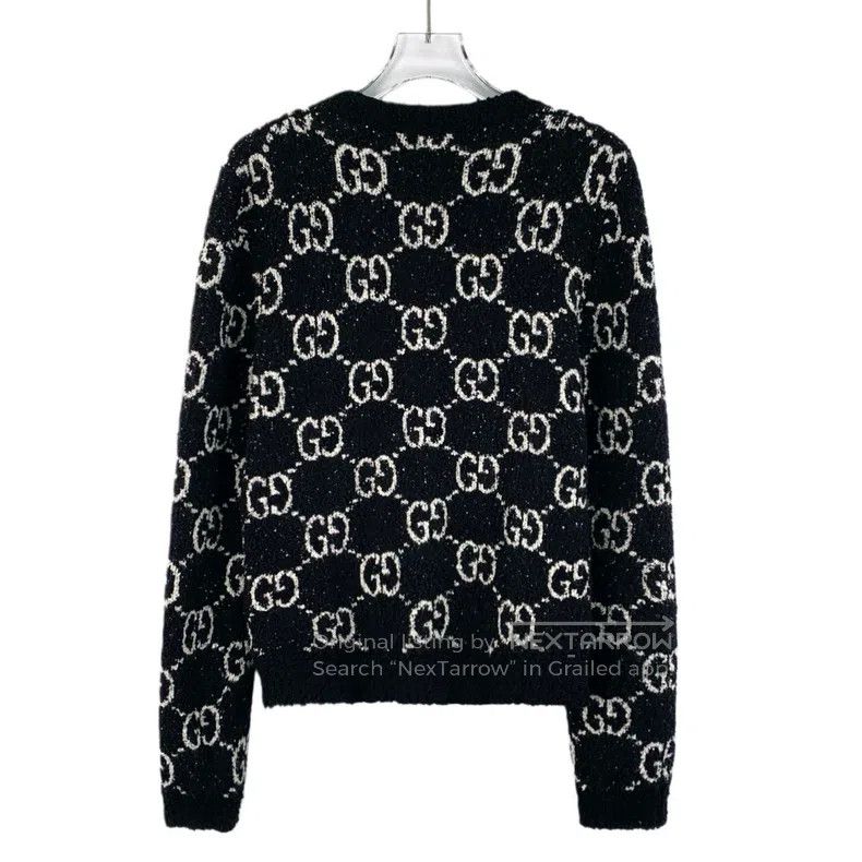 Gucci Gucci 23 black logo jacquard full-print cotton round-neck Size S / US 4 / IT 40 - 2 Thumbnail