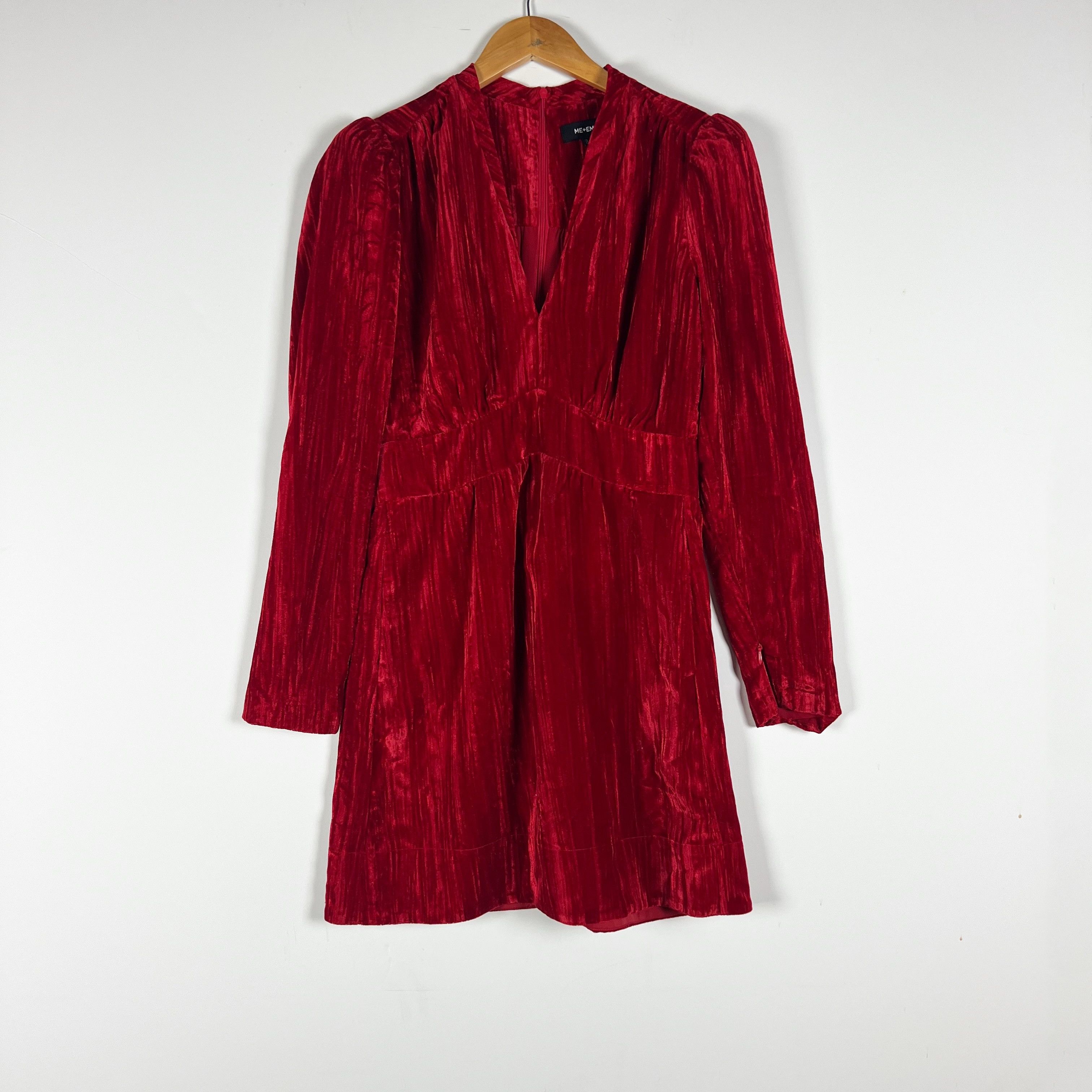 ME+EM ME+EM Crushed Red Velvet Velour V Neck Size S / US 4 / IT 40 - 1 Thumbnail