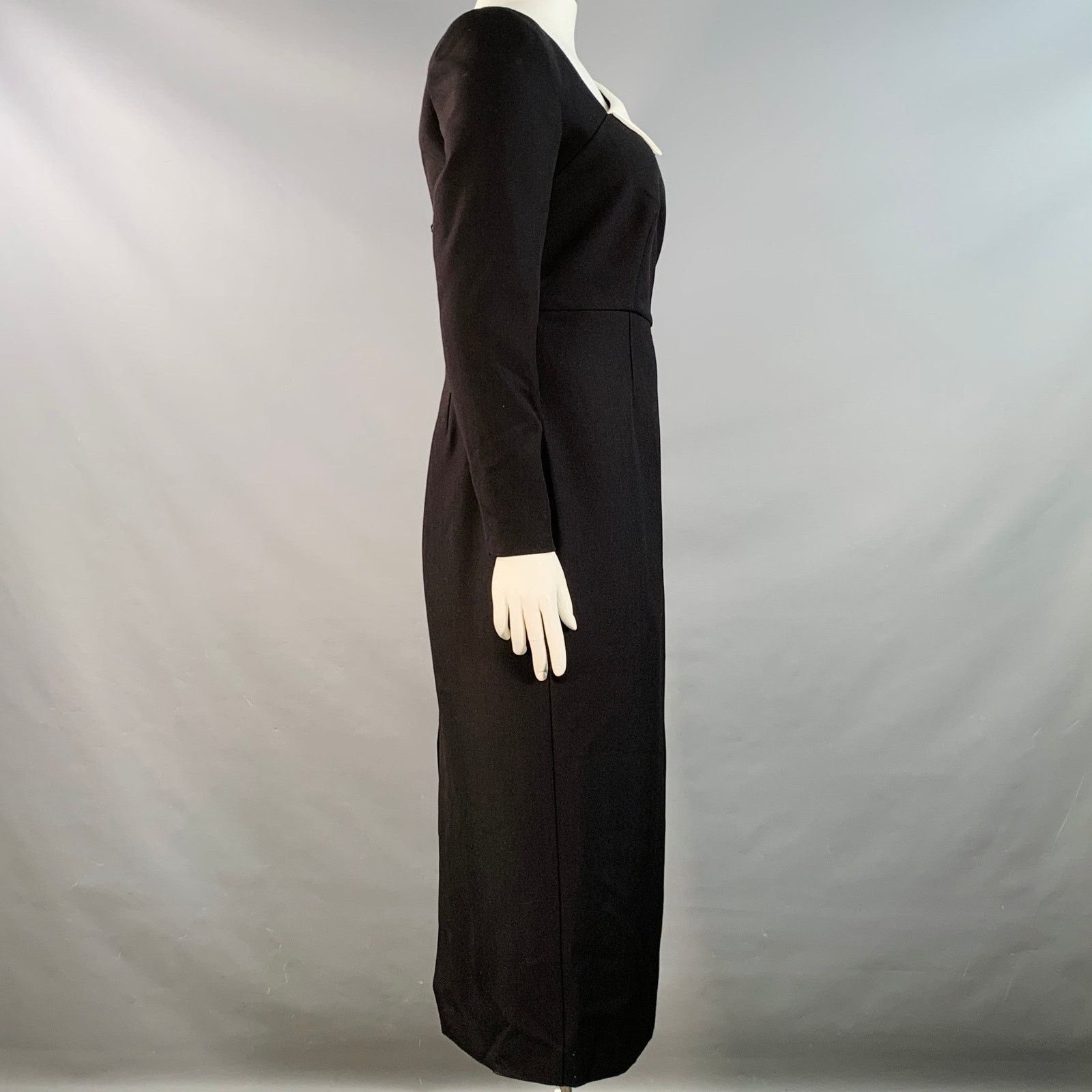 Roland Mouret 10 Monochrome Black White Polyester Blend Long Sleeve Midi Size L / US 10 / IT 46 - 3 Thumbnail