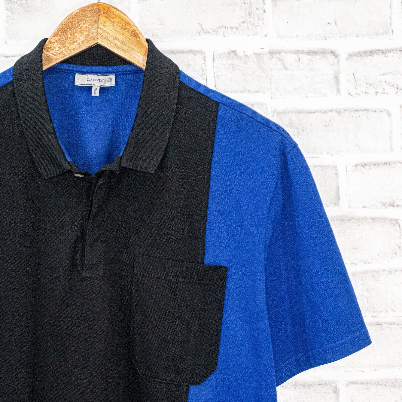 Lanvin LANVIN Paris Short Sleeve Colorblock Polo Shirt Blue Black Size US L / EU 52-54 / 3 - 5 Thumbnail