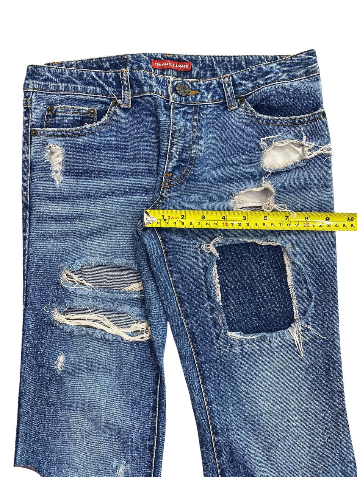 Japanese Brand Japanese Brand Blue Wash Distress Patch Style Flare Jeans Size US 30 / EU 46 - 10 Thumbnail