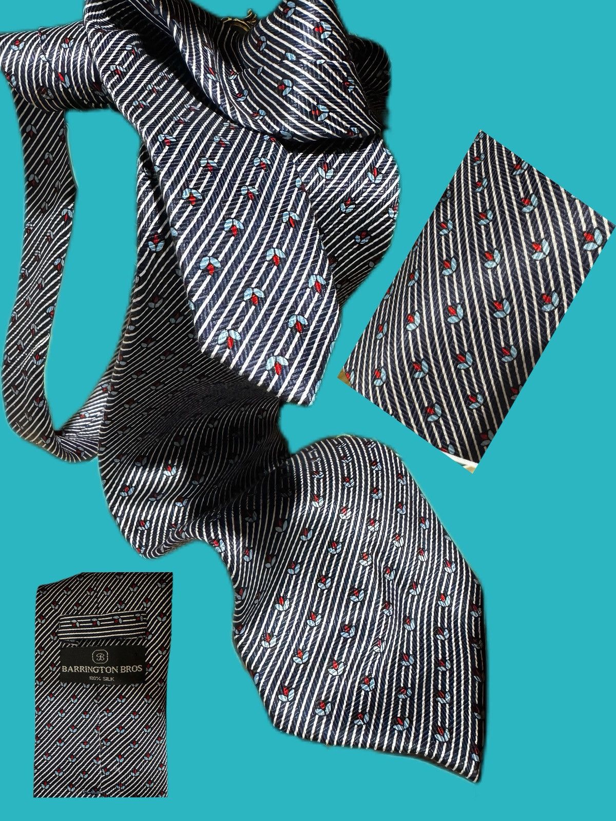 Other Barrington Bros Silk Tie – Navy Stripe Floral Size ONE SIZE - 1 Preview