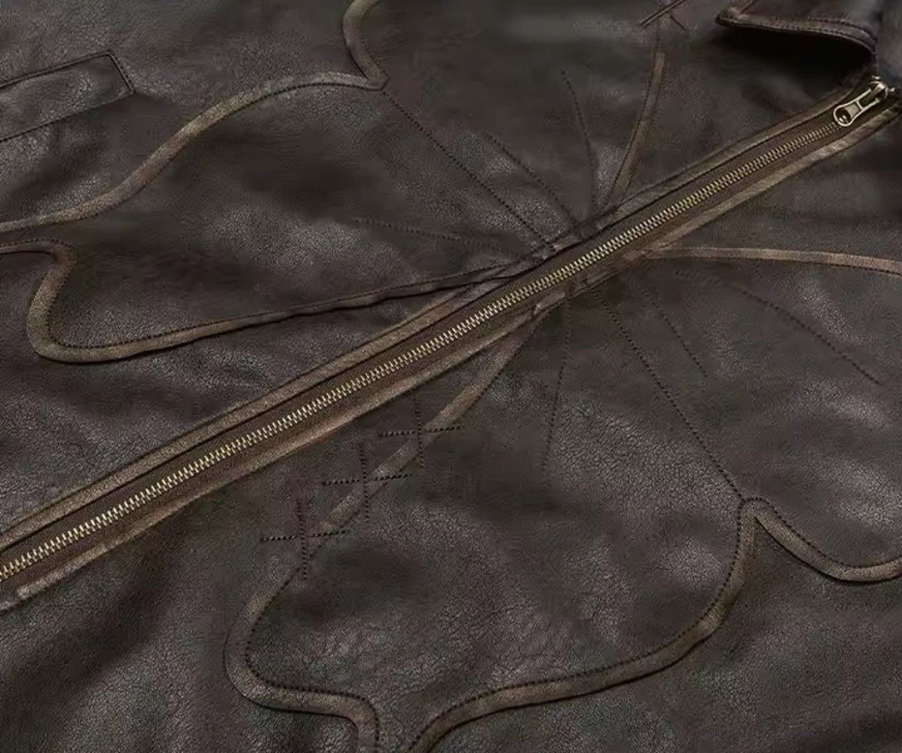Streetwear Retro Patchwork Distressed PU Leather Jacket