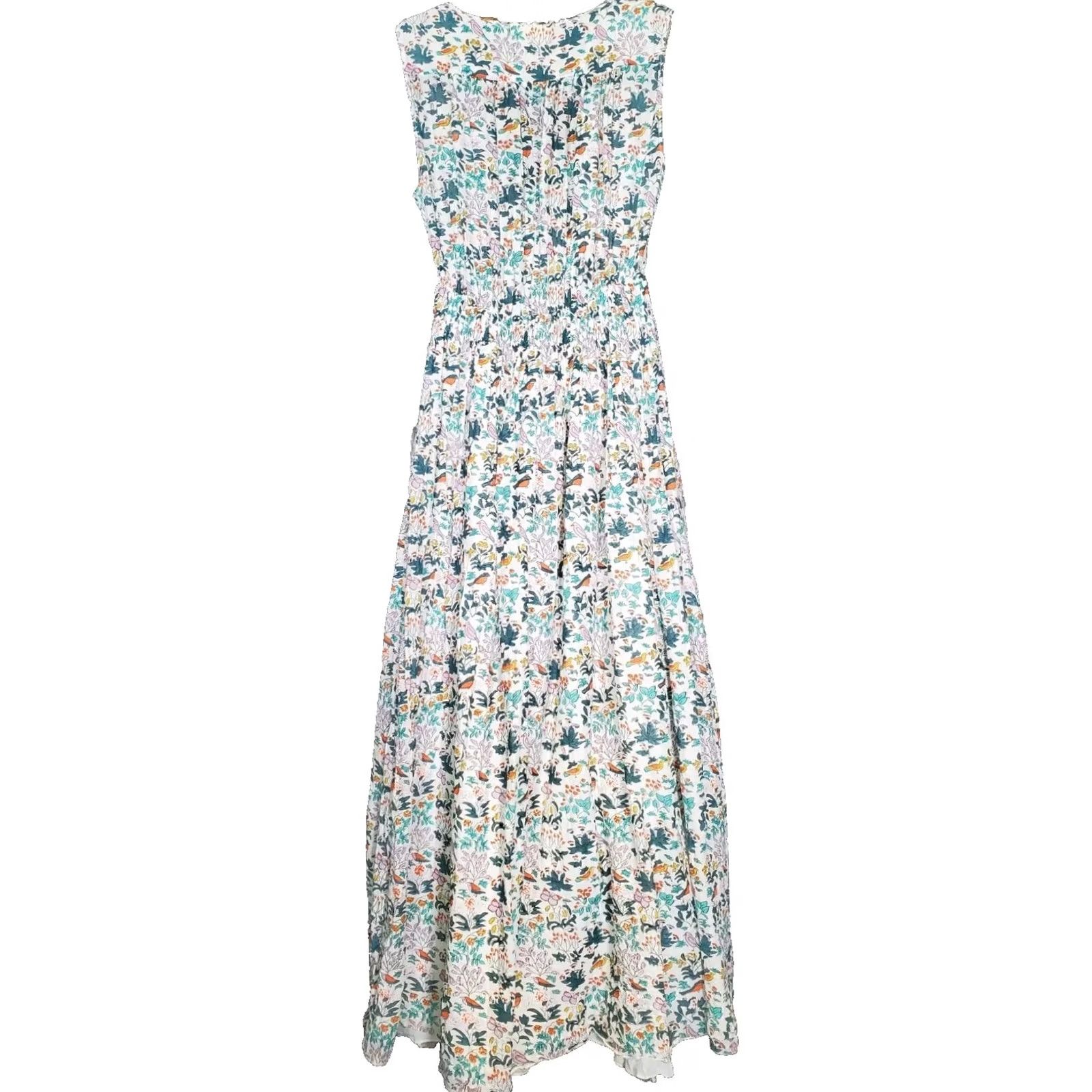 Vintage Roberta Roller Rabbit Maxi Dress Women's S Cotton Silk Blend Bird / Floral Print Size S / US 4 / IT 40 - 5 Thumbnail