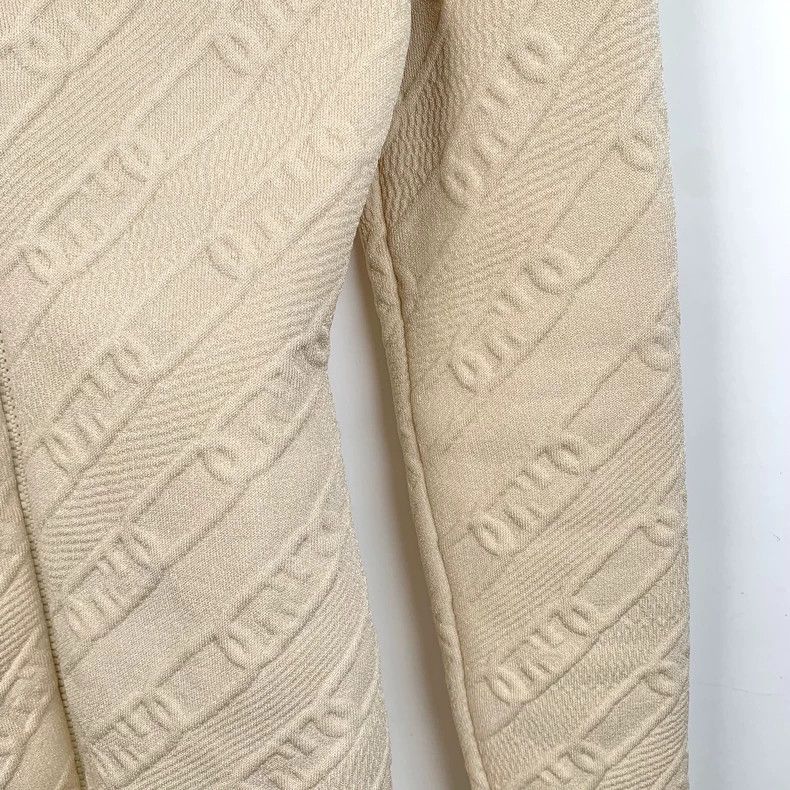 Fendi FENDI Beige Logo Embossed Zipper Knit Dress Size 38 Size XXS / US 00 / IT 34 - 4 Thumbnail