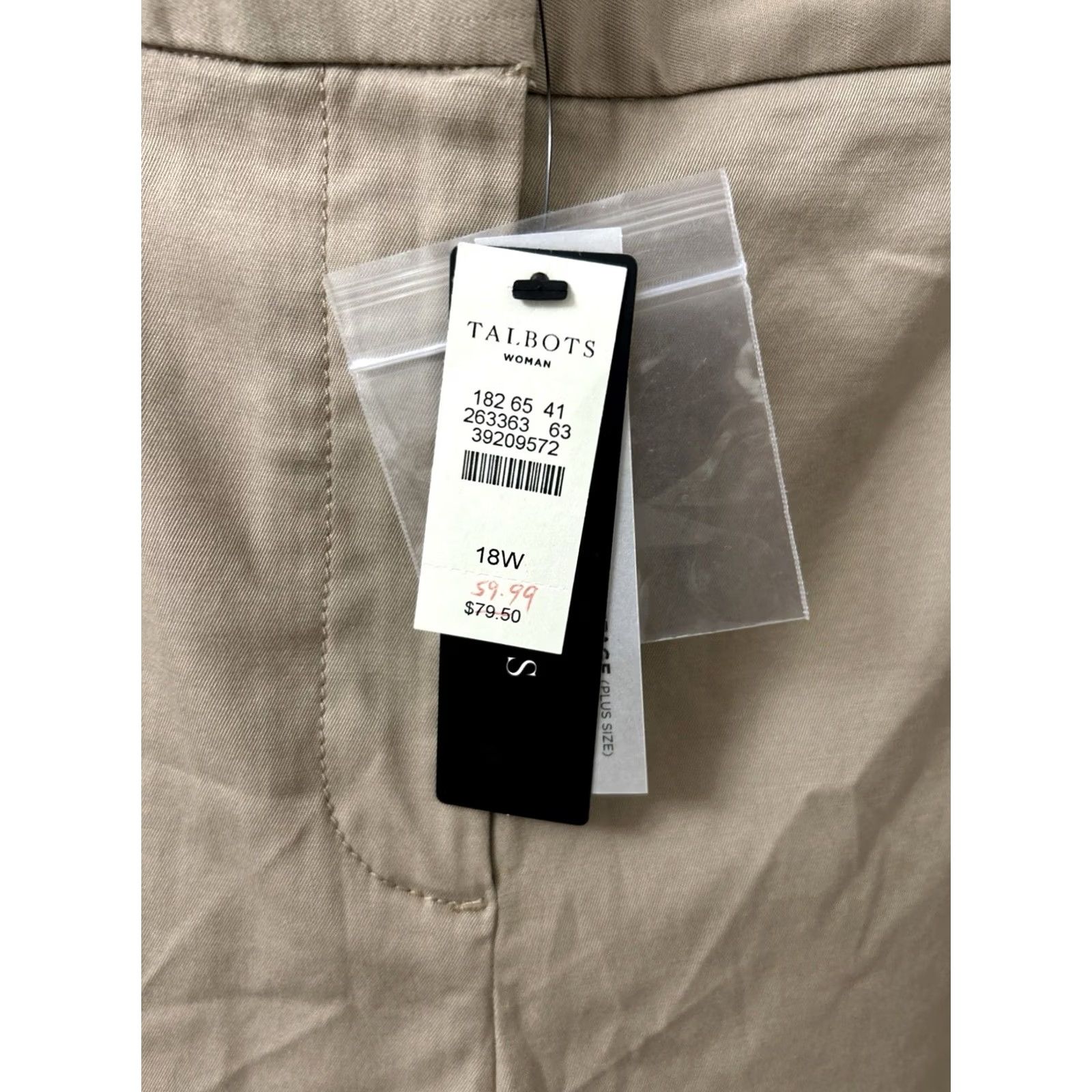 Talbots Talbots Heritage Pants Womens Sz 18W Tan Khaki Stretch Cotton Chino NWT 0 MSRP Size 40" / US 18 - 4 Thumbnail