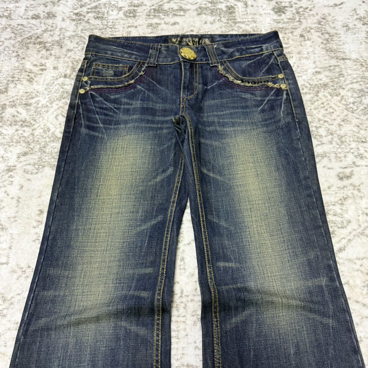 Japanese Brand Y2k Red Pepper Japan Embroidery Wings Wide Leg Flare Jeans Size US 30 / EU 46 - 6 Thumbnail