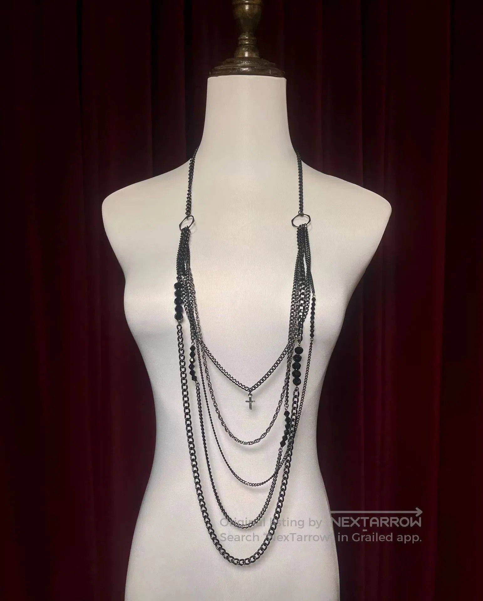 CIVARIZE adjustable black cross necklace with charms. Size ONE SIZE - 3 Thumbnail