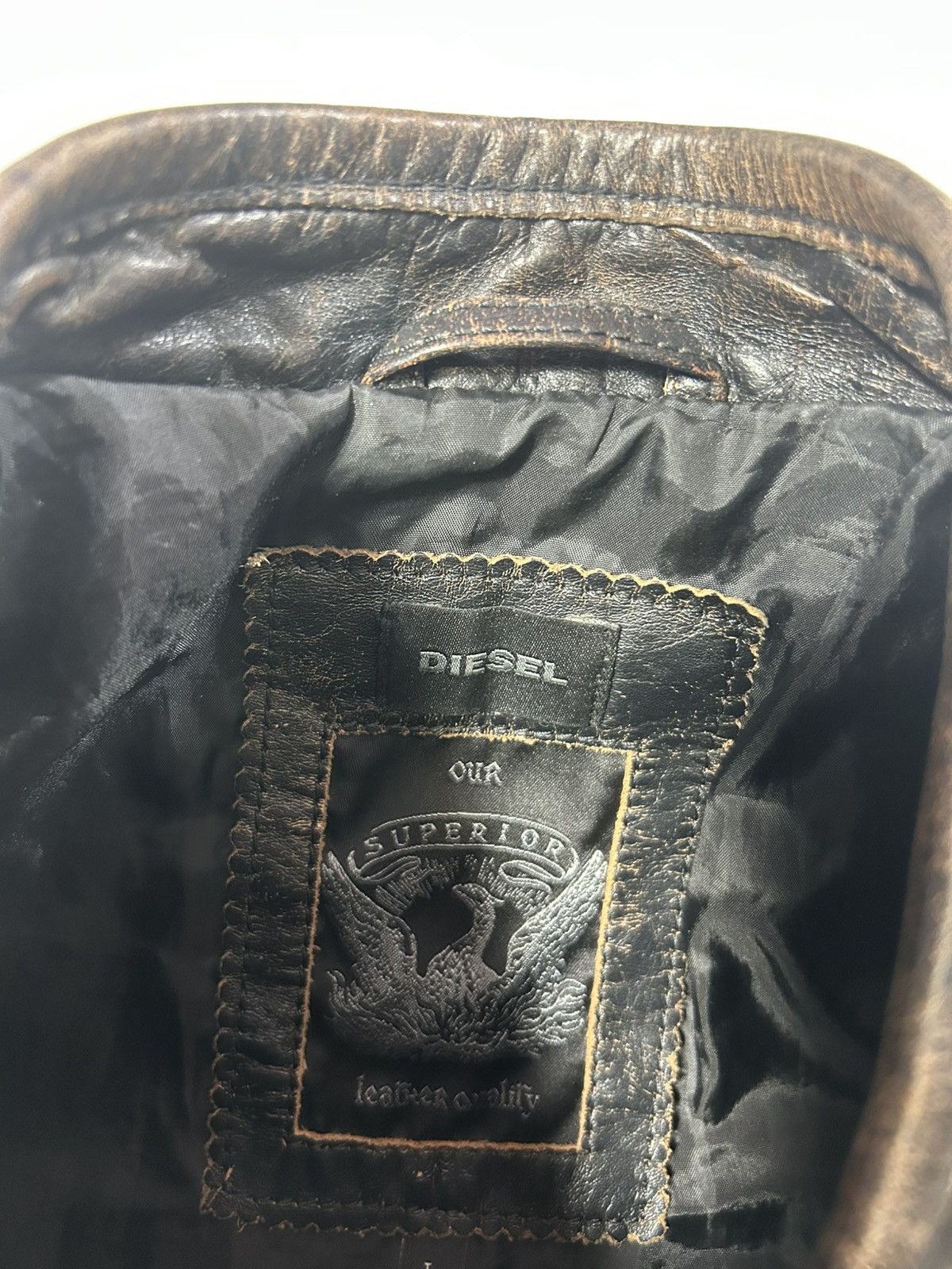 Diesel DIESEL L-COBAIN LEATHER WORN FINISH JACKET BLACK/BROWN Size US L / EU 52-54 / 3 - 5 Thumbnail