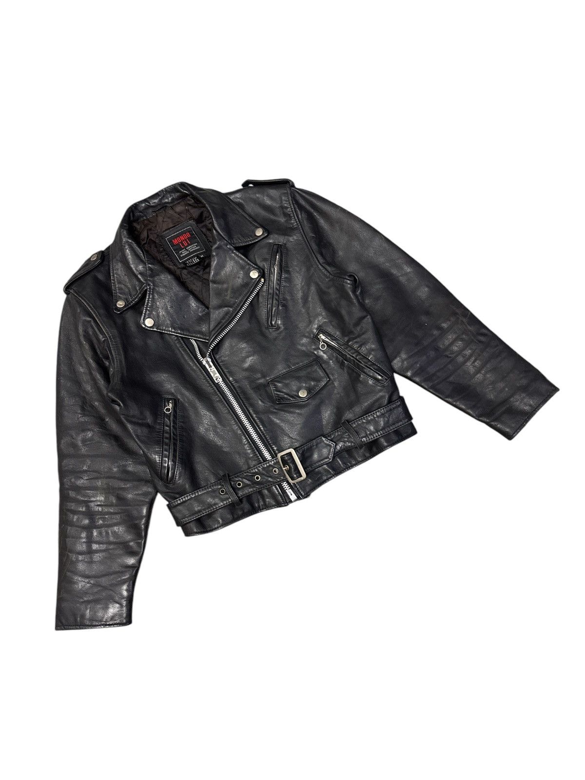 Vintage VINTAGE MONDO LUI DOUBLE COLLAR BIKER LEATHER JACKET Size US M / EU 48-50 / 2 - 1 Thumbnail